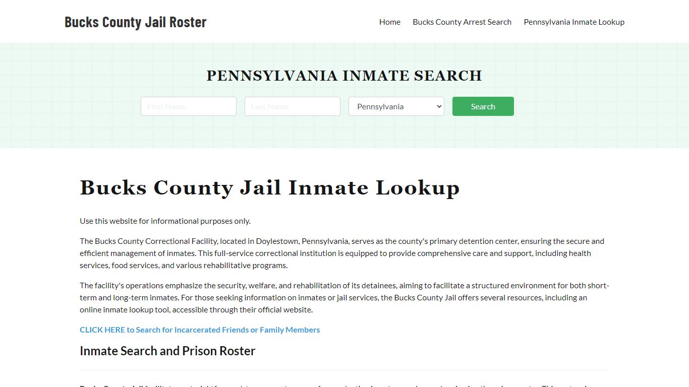 Bucks County Jail Roster Lookup, PA, Inmate Search